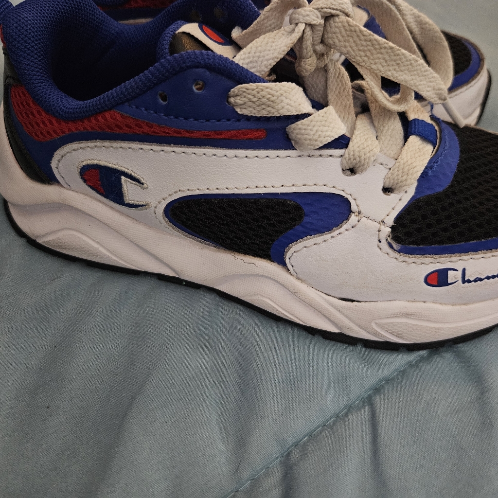 Champion Gyre Athletic Leather Snickers Shoes Boys Sz 13 Navy/White/Blue Usa